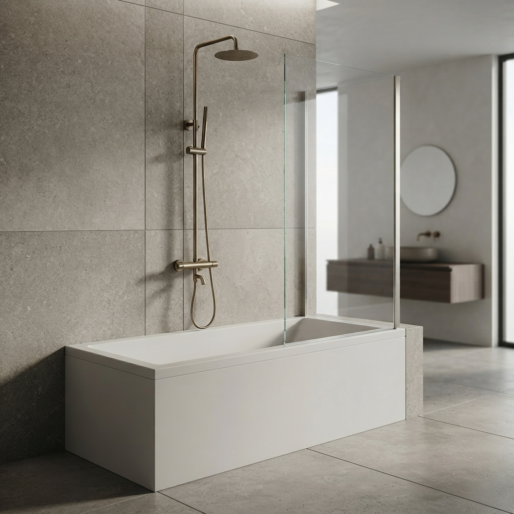 Colonne de douche thermostatique dorée pour baignoire