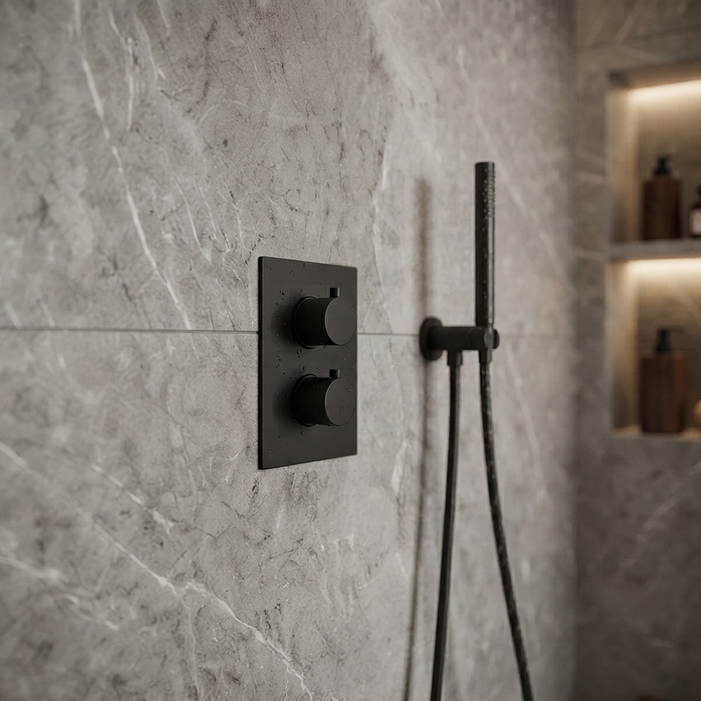 Colonne de douche encastrable noire mat - mitigeur double commande