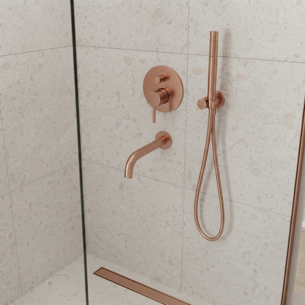 Colonne de douche encastrable dorée rose