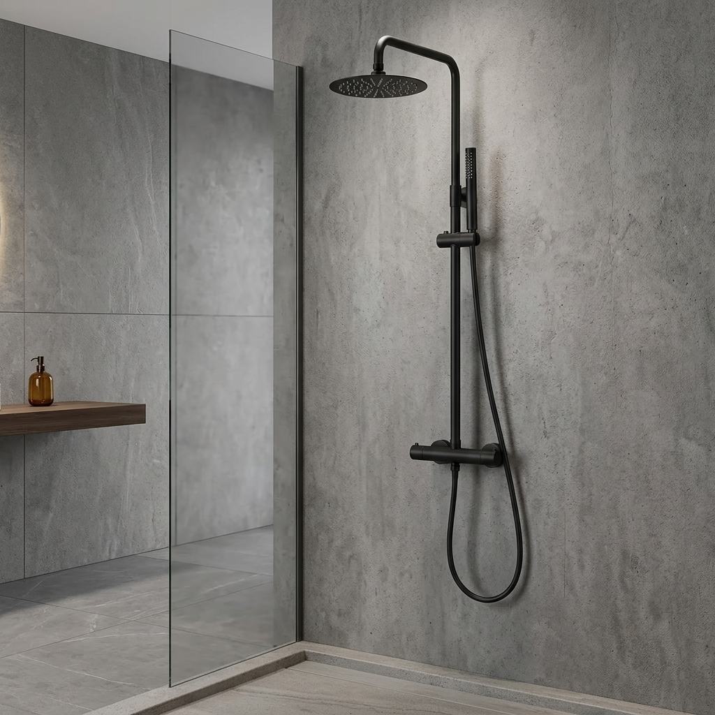 Colonne de douche thermostatique noire mat