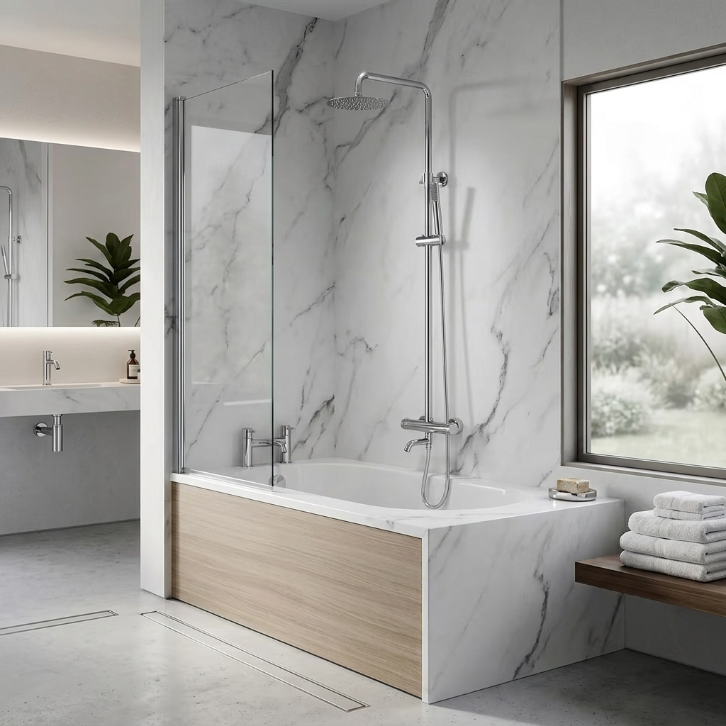 Colonne de douche thermostatique chrome pour baignoire