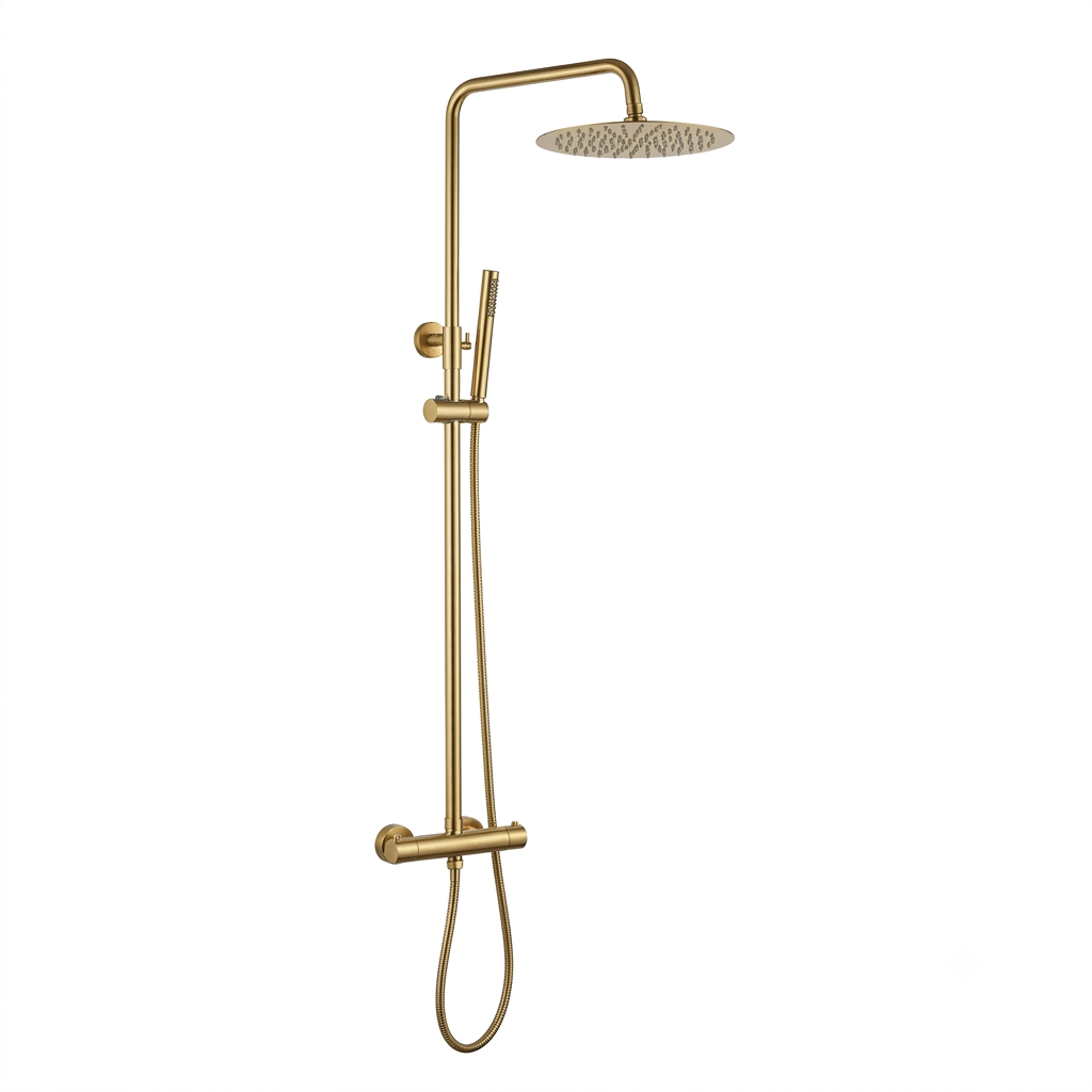 Colonne de douche thermostatique doree