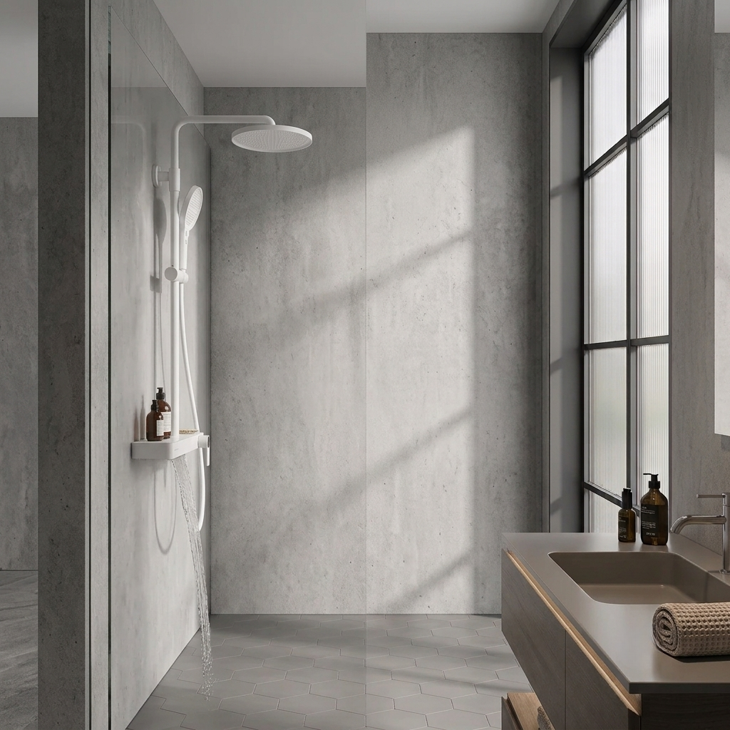 Colonne de douche blanche avec tablette a 3 fonctions