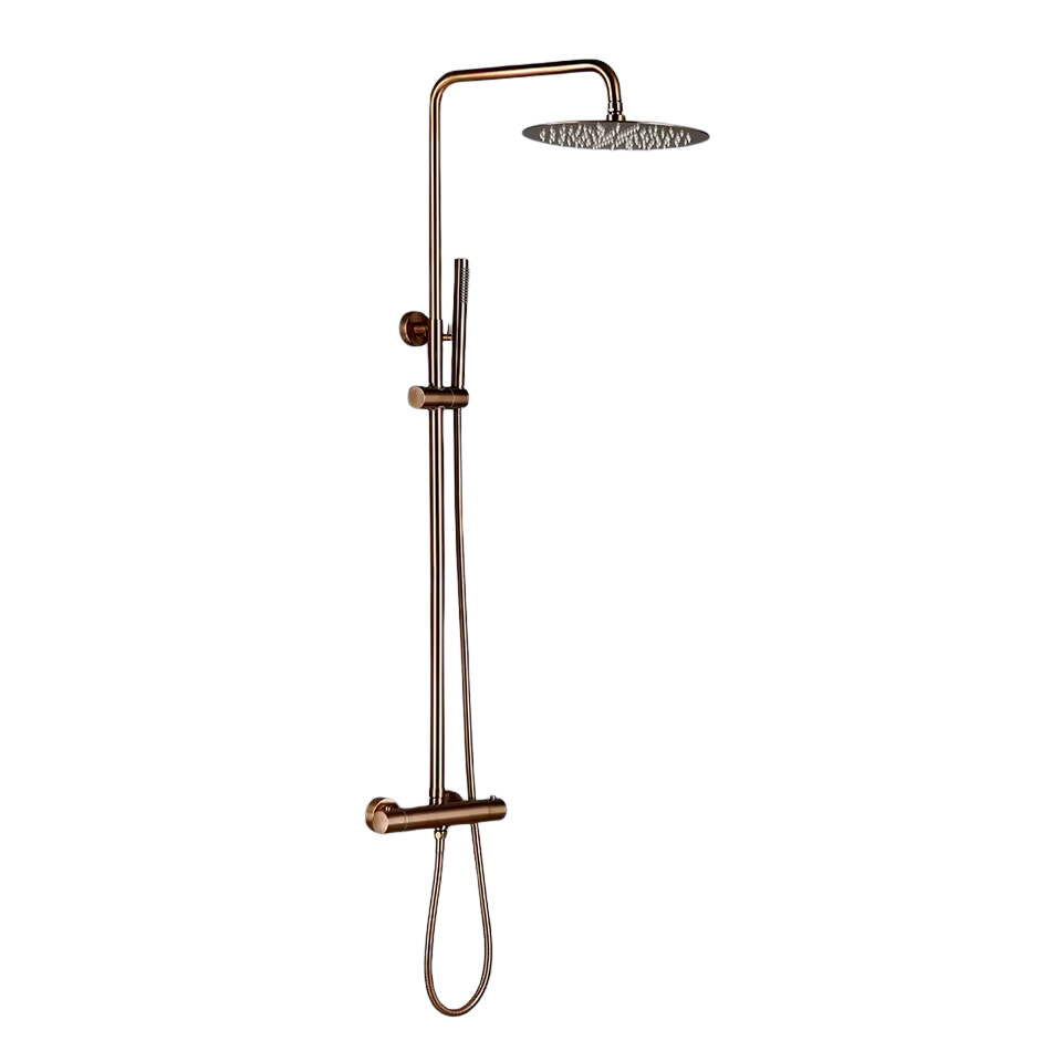 Colonne de douche thermostatique doree rose