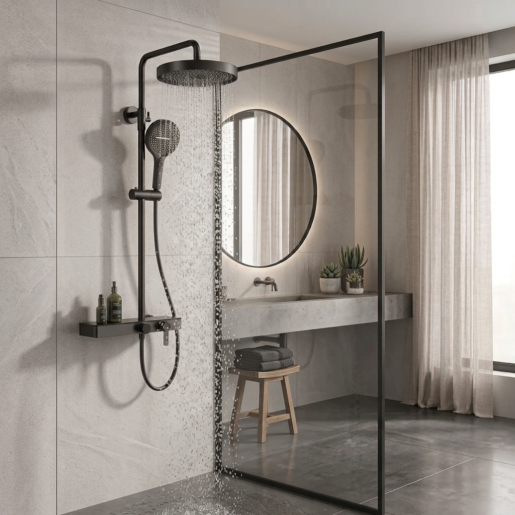 Colonne de douche avec tablette a 3 fonctions