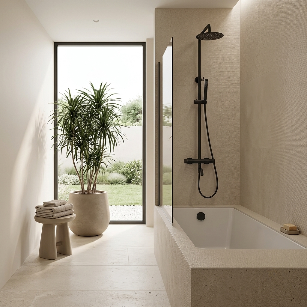 Colonne de douche thermostatique noire mat pour baignoire