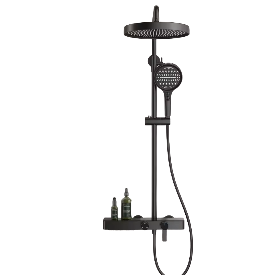 Colonne de douche tablette 3 fonctions noire