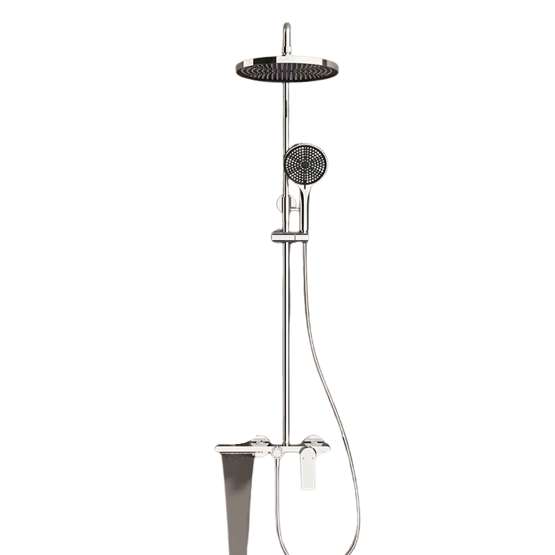 Colonne de douche avec tablette chromée
