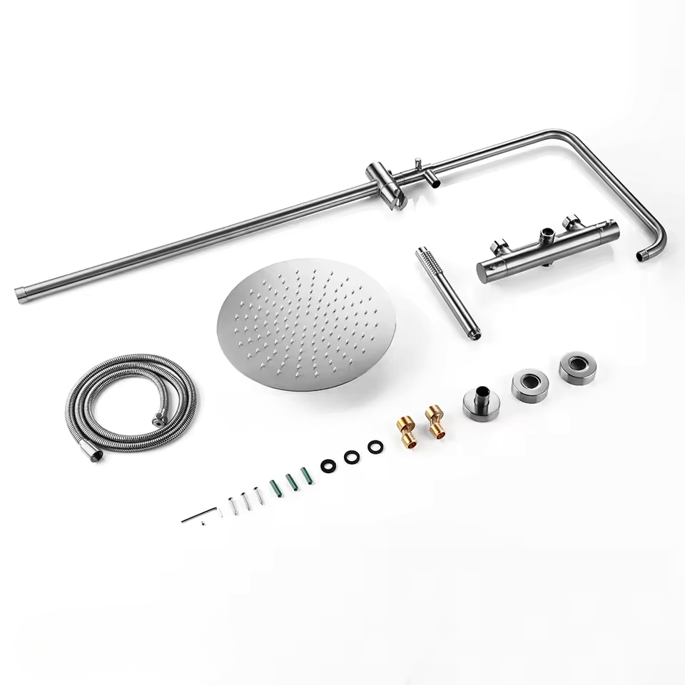 Colonne de douche thermostatique murale nickel brossé