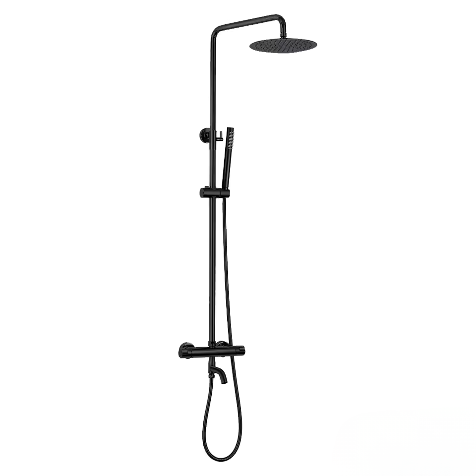Colonne de douche thermostatique noire mat pour baignoire