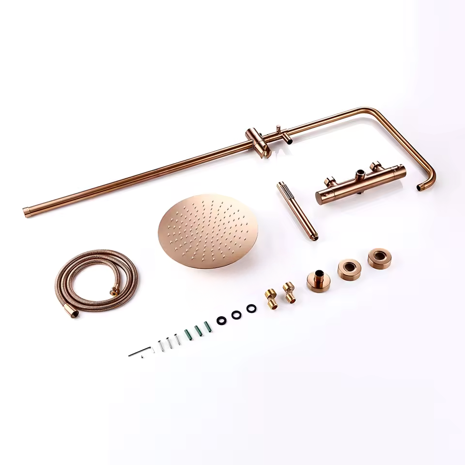 Colonne de douche thermostatique doree rose
