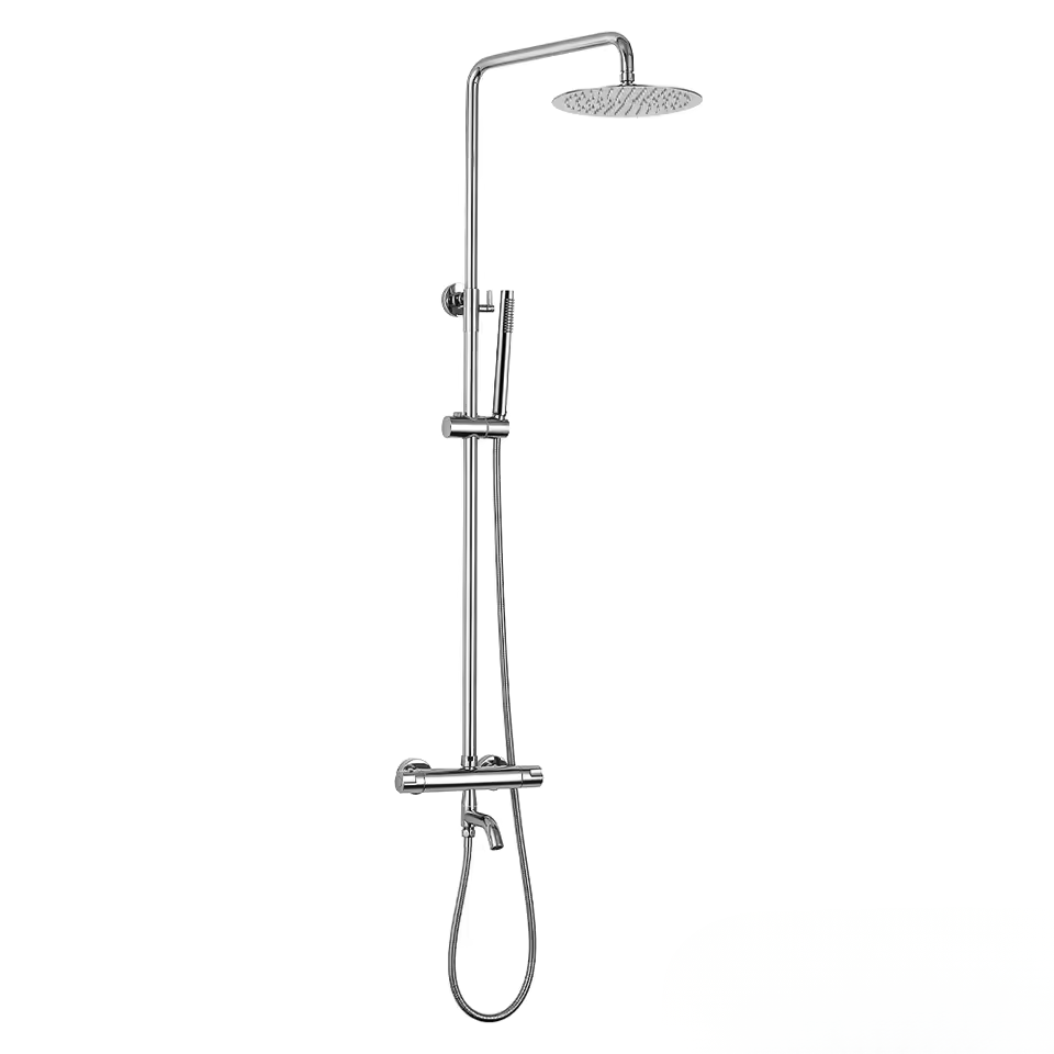 Colonne de douche thermostatique chrome pour baignoire