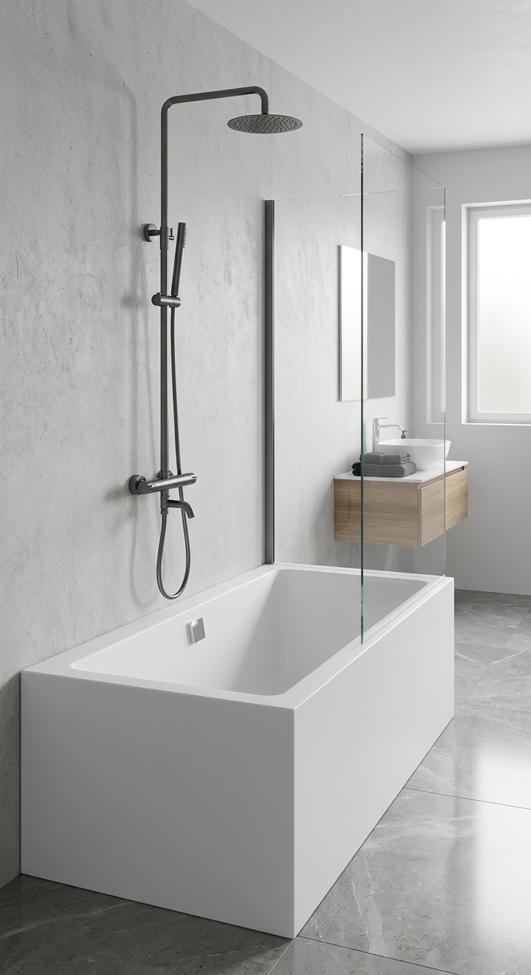Colonne de douche thermostatique grise graphite pour baignoire
