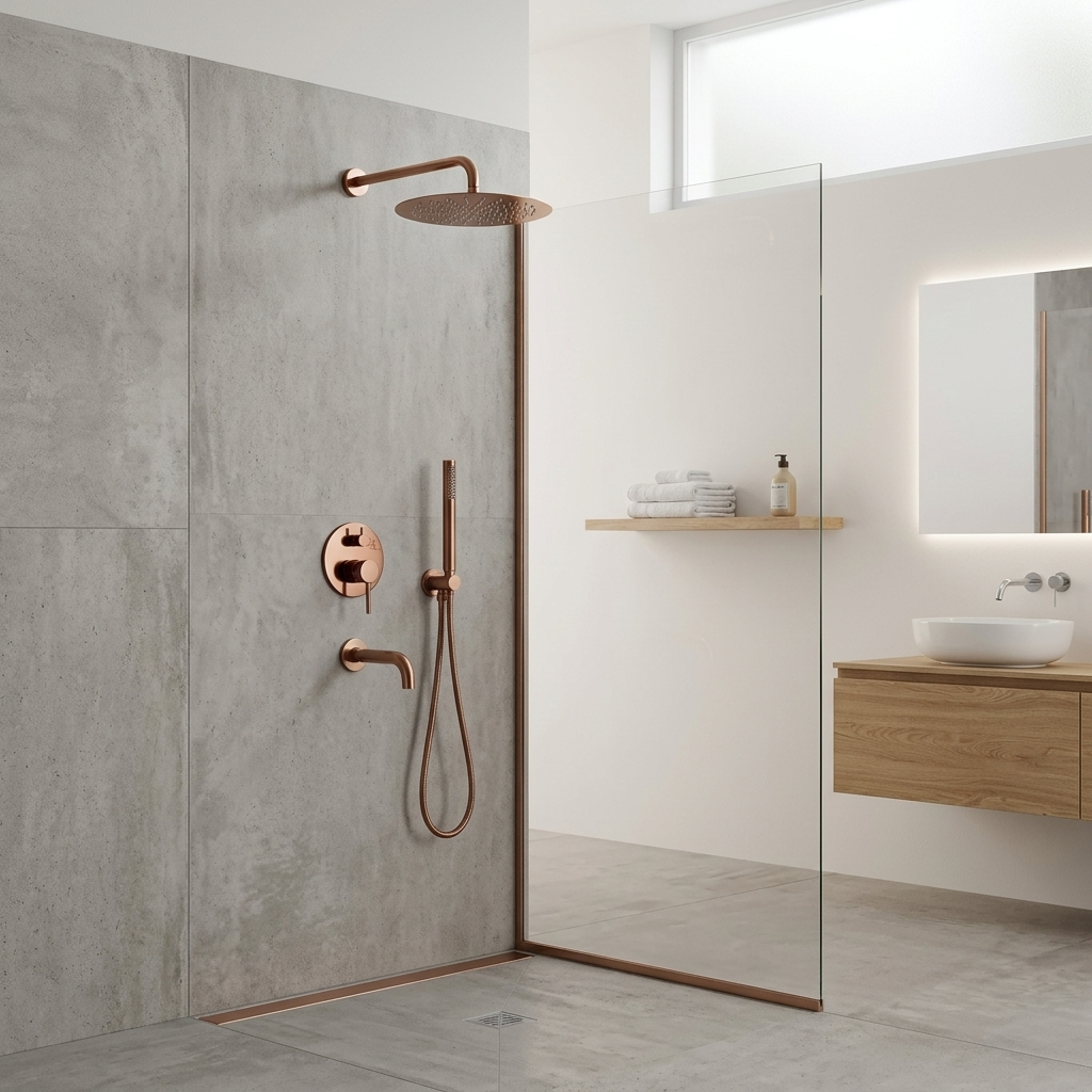Colonne de douche encastrable dorée rose
