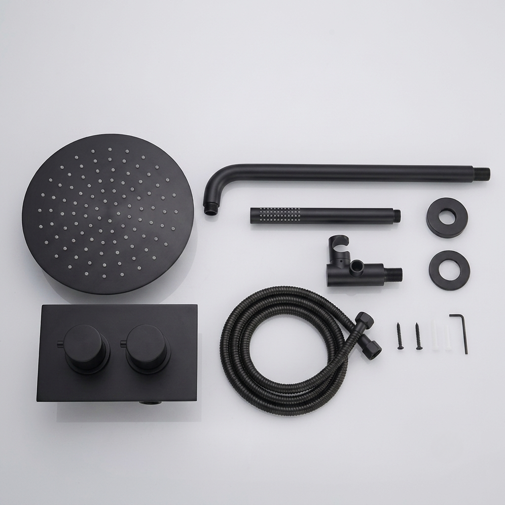 Colonne de douche encastrable noire mat - mitigeur double commande