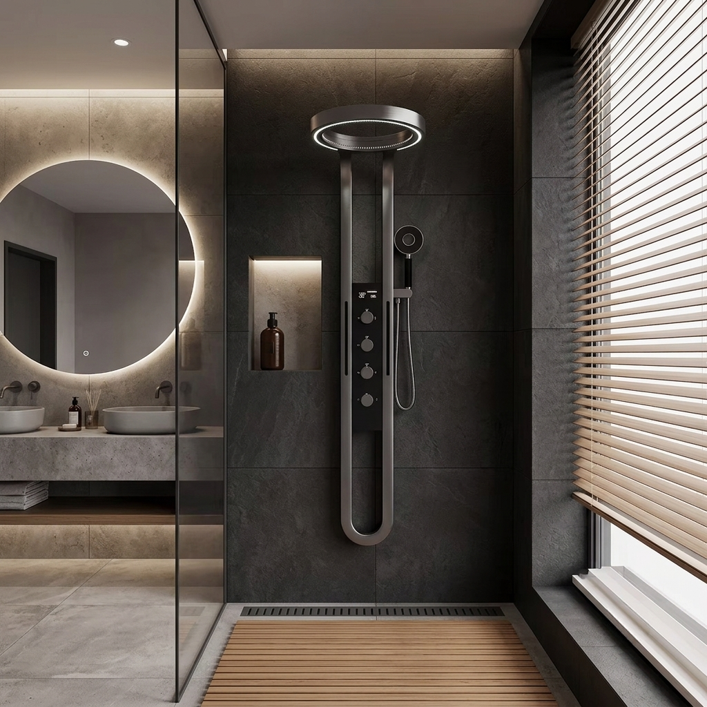 Colonne de douche hydromassante grise - PLUS