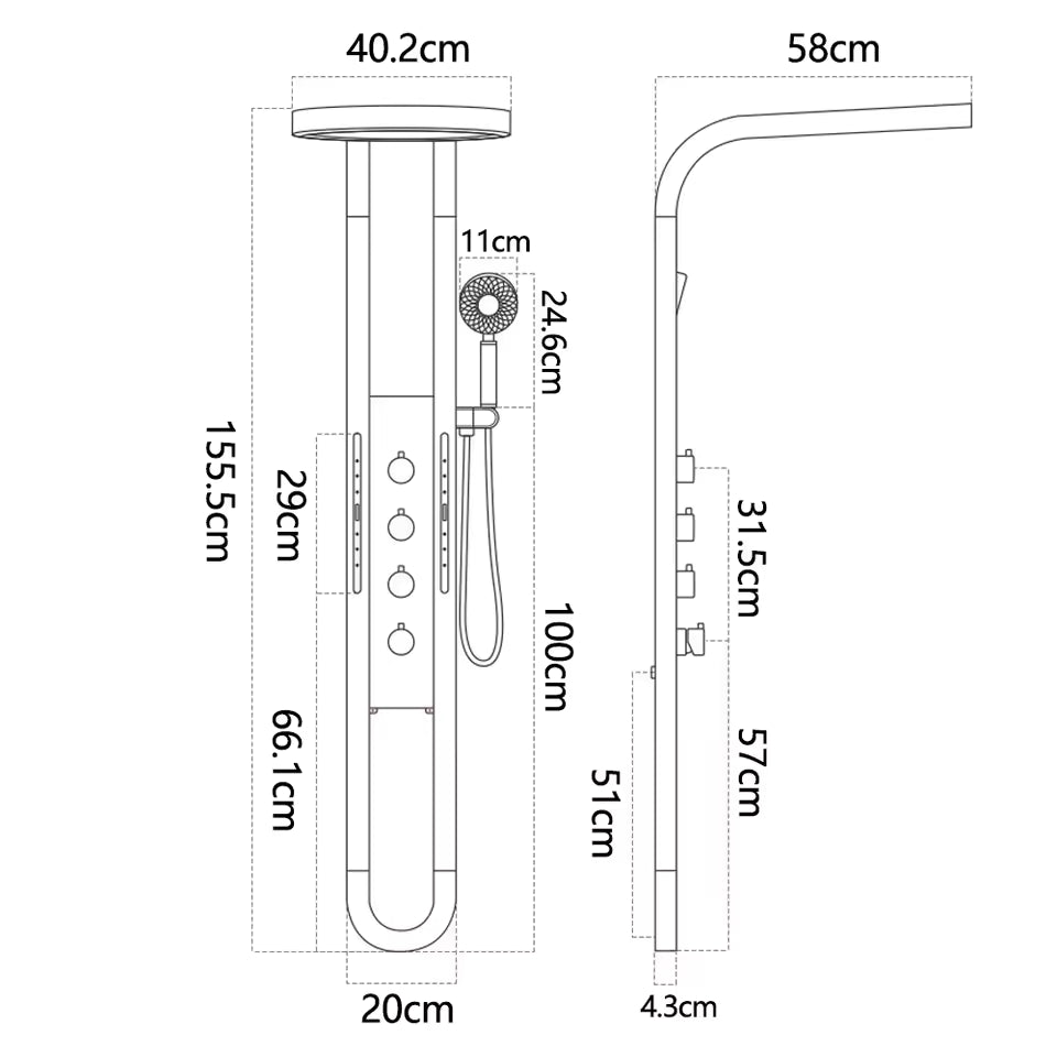 Colonne de douche hydromassante grise - PLUS