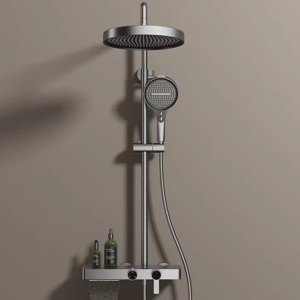 Colonne de douche grise avec tablette a 3 fonctions