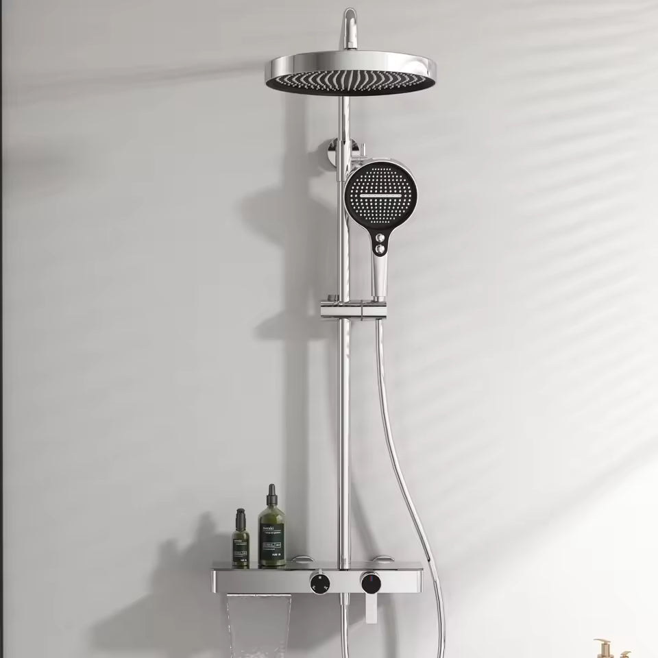 Colonne de douche chromée avec tablette a 3 fonctions