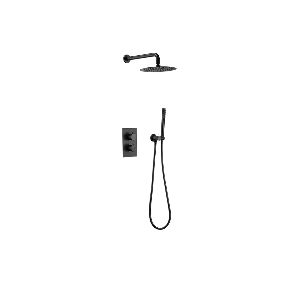 Colonne de douche encastrable noire mat - mitigeur double commande