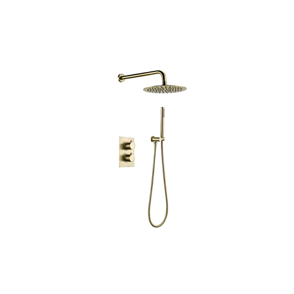 Colonne de douche encastrable dorée - mitigeur double commande