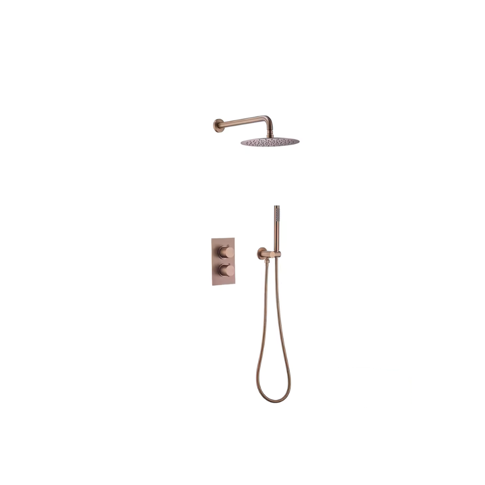 Colonne de douche encastrable dorée rose - mitigeur double commande