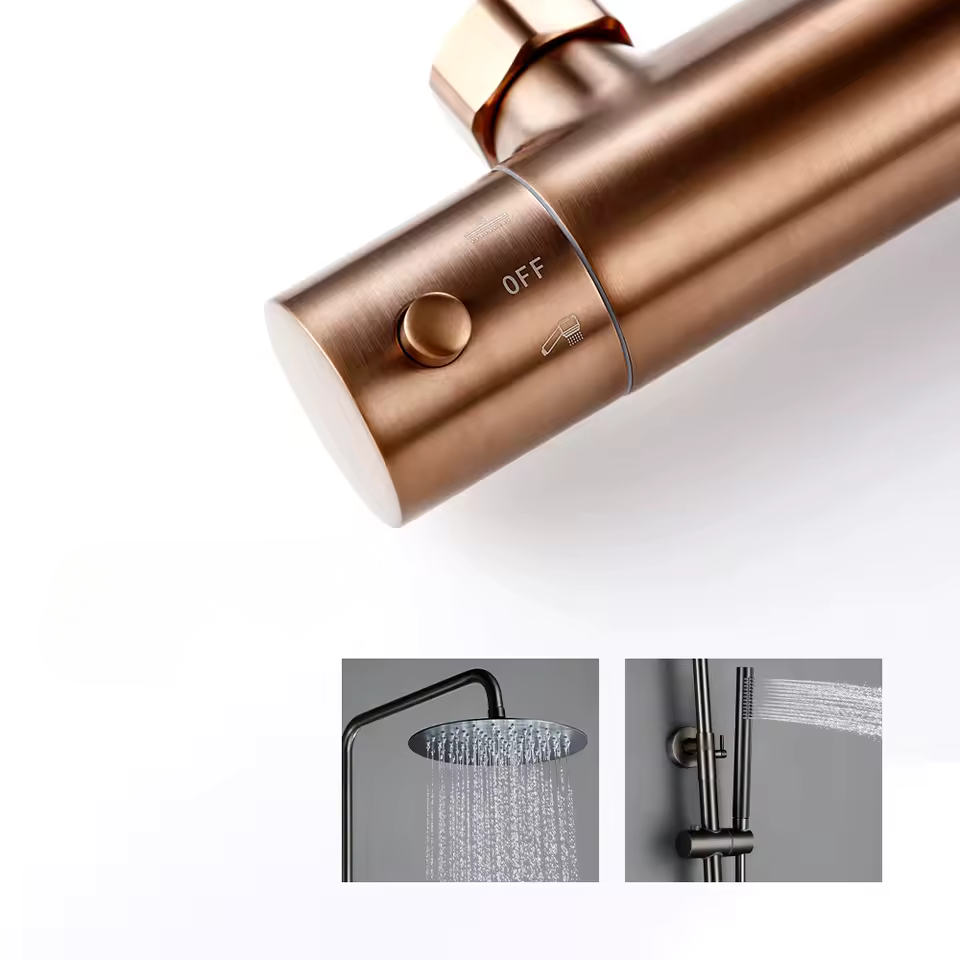 Colonne de douche thermostatique doree